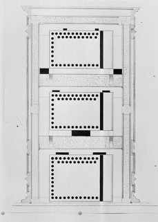 [Etuves inventées par A. Hérique et fabriquées par l'ébéniste Baudot. Coupe verticale], limite 19e siècle 20e siècle. © Région Bourgogne-Franche-Comté, Inventaire du patrimoine