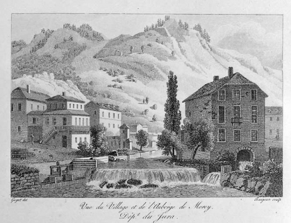 Vue du village et de l'auberge de Morey, Dépt du Jura, limite 18e siècle 19e siècle ? © Région Bourgogne-Franche-Comté, Inventaire du patrimoine Vue du village et de l'auberge de Morey, Dépt du Jura, limite 18e siècle 19e siècle ? © Région Bourgogne-Franche-Comté, Inventaire du patrimoine