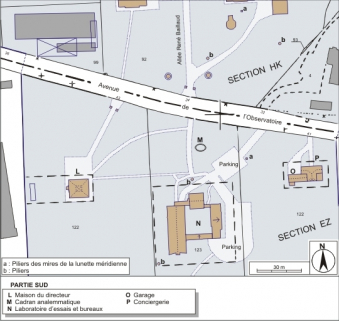 Plan-masse de la partie sud. Extrait du plan cadastral informatisé, 2004, sections HK et EZ, échelle 1:1000 réduite à 1:1200. © Région Bourgogne-Franche-Comté, Inventaire du patrimoine Plan-masse de la partie sud. Extrait du plan cadastral informatisé, 2004, sections HK et EZ, échelle 1:1000 réduite à 1:1200. © Région Bourgogne-Franche-Comté, Inventaire du patrimoine