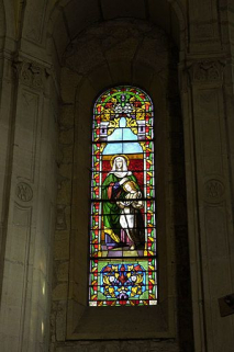 Baie 1 : Education de la Vierge. © Région Bourgogne-Franche-Comté, Inventaire du patrimoine