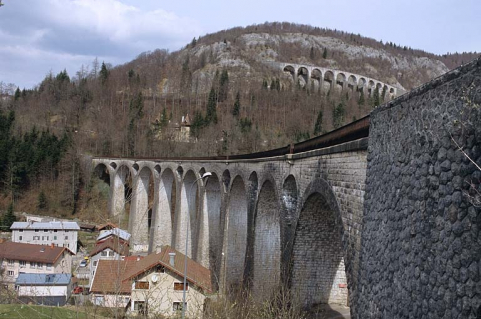 Le grand viaduc vu en enfilade, depuis l'extrémité côté gare. © Région Bourgogne-Franche-Comté, Inventaire du patrimoine Le grand viaduc vu en enfilade, depuis l'extrémité côté gare. © Région Bourgogne-Franche-Comté, Inventaire du patrimoine
