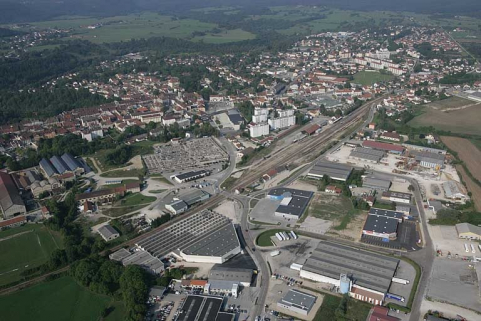 Vue aérienne du quartier de la gare, depuis l'est. © Région Bourgogne-Franche-Comté, Inventaire du patrimoine