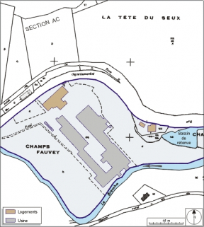Plan de situation. Extrait du plan cadastral, 2004, section AC, 1:1000 réduit à 1: 1500. © Région Bourgogne-Franche-Comté, Inventaire du patrimoine Plan de situation. Extrait du plan cadastral, 2004, section AC, 1:1000 réduit à 1: 1500. © Région Bourgogne-Franche-Comté, Inventaire du patrimoine