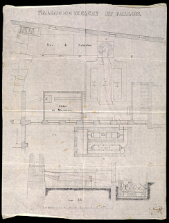 Saline de Melcey et Fallon [plan de la salle des machines]. © Région Bourgogne-Franche-Comté, Inventaire du patrimoine