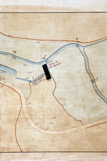 Projet de règlement de l'usine à faulx de Corravillers au sieur Clément Paxion. Plan des lieux [détail]. © Région Bourgogne-Franche-Comté, Inventaire du patrimoine
