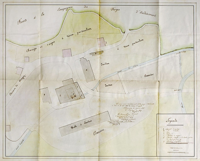 Plan-masse et de situation des forges. © Région Bourgogne-Franche-Comté, Inventaire du patrimoine