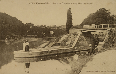 Besançon-les-Bains. - Entrée du Chenal de la Gare d'Eau de Chamars, avant 1912 ? © Région Bourgogne-Franche-Comté, Inventaire du patrimoine