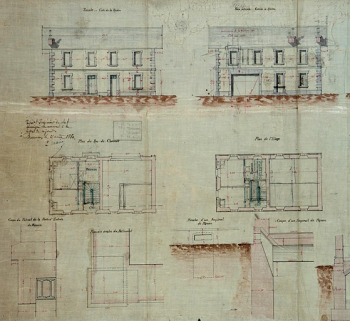 [Projet de maison d'éclusier sur l'île de Tarragnoz : plans et élévations], 1880. © Région Bourgogne-Franche-Comté, Inventaire du patrimoine