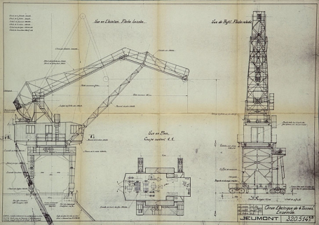 Grue électrique de 4 tonnes. Ensemble, 1936. © Région Bourgogne-Franche-Comté, Inventaire du patrimoine Grue électrique de 4 tonnes. Ensemble, 1936. © Région Bourgogne-Franche-Comté, Inventaire du patrimoine
