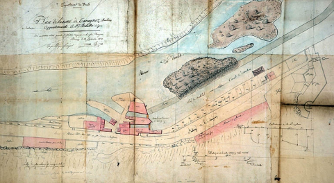 Plan de l'usine de Taragnoz faubourg de Besançon appartenant à Mr Rebattu de Dijon, levé en octobre 1820 [minute], 1821. © Région Bourgogne-Franche-Comté, Inventaire du patrimoine