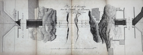 Canal Monsieur. Plan de la dérivation sous la citadelle de Besançon, 1803. © Région Bourgogne-Franche-Comté, Inventaire du patrimoine Canal Monsieur. Plan de la dérivation sous la citadelle de Besançon, 1803. © Région Bourgogne-Franche-Comté, Inventaire du patrimoine