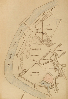 Gare d'eau de Chamars. Affectation au ministère des Travaux publics. Plan général de l'état actuel des lieux, 1902. © Région Bourgogne-Franche-Comté, Inventaire du patrimoine