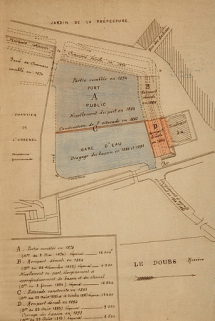 Gare d'eau de Chamars. Affectation au ministère des Travaux publics. Plan de l'ancien état des lieux, 1902. © Région Bourgogne-Franche-Comté, Inventaire du patrimoine