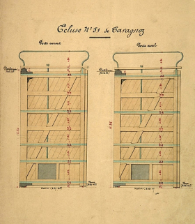 Dessin des portes de l'écluse n° 51 à placer lors de son allongement et de son exhaussement, 1879. © Région Bourgogne-Franche-Comté, Inventaire du patrimoine Dessin des portes de l'écluse n° 51 à placer lors de son allongement et de son exhaussement, 1879. © Région Bourgogne-Franche-Comté, Inventaire du patrimoine