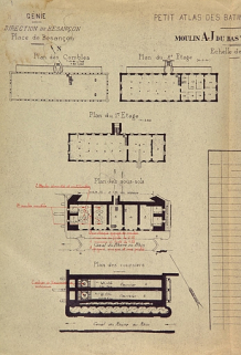 Petit atlas des bâtiments militaires. Moulin AJ du bastion St Paul [plans], 1938. © Région Bourgogne-Franche-Comté, Inventaire du patrimoine