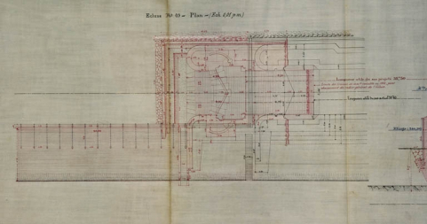 Allongement des écluses n° 49 et 52. Ecluse n° 49 de la Malate. Plan et coupes, 1883. © Région Bourgogne-Franche-Comté, Inventaire du patrimoine