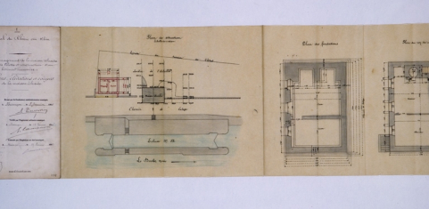 Aménagement de la maison éclusière n° 52 de Velotte et construction d'un bâtiment accessoire [...] Maison actuelle. [Détail : ] Plan de situation [et] Plan des fondations, 1906. © Région Bourgogne-Franche-Comté, Inventaire du patrimoine