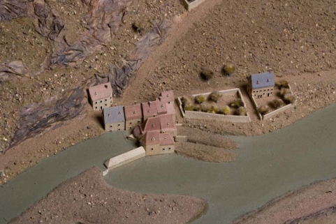 Vue plongeante côté rivière : détail du plan-relief de Besançon, 1722. © Région Bourgogne-Franche-Comté, Inventaire du patrimoine Vue plongeante côté rivière : détail du plan-relief de Besançon, 1722. © Région Bourgogne-Franche-Comté, Inventaire du patrimoine