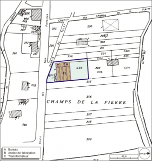 Plan-masse et de situation. Extrait du plan cadastral numérisé, 2005, section B, 1:1250. © Région Bourgogne-Franche-Comté, Inventaire du patrimoine