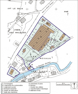 Plan-masse et de situation. Extrait du plan cadastral numérisé, 2005, section AC, 1:1000 réduit à 1:1500. © Région Bourgogne-Franche-Comté, Inventaire du patrimoine