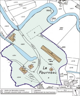 Plan-masse et de situation. Extrait du plan cadastral numérisé, 2005, section A, 1:1250. © Région Bourgogne-Franche-Comté, Inventaire du patrimoine