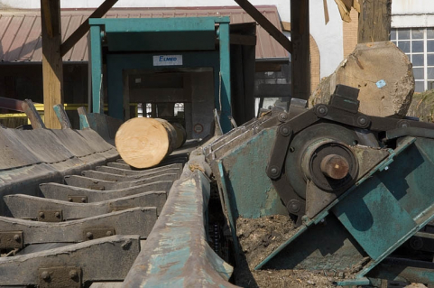 Admission d'une grume pour écorçage. © Région Bourgogne-Franche-Comté, Inventaire du patrimoine