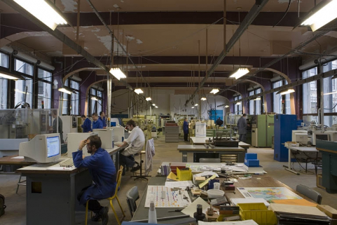 Traverse, atelier microtechnique 120 (1er étage) en 2007 avant rénovation : vue d'ensemble. © Région Bourgogne-Franche-Comté, Inventaire du patrimoine