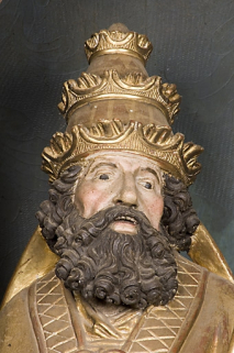 Détail : tête de Saint Pierre. © Région Bourgogne-Franche-Comté, Inventaire du patrimoine