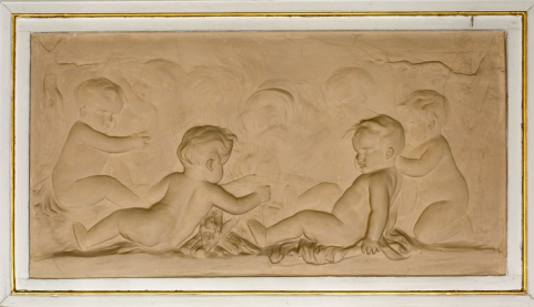 Détail d'un dessus de porte du salon. © Région Bourgogne-Franche-Comté, Inventaire du patrimoine