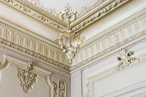 Détail d'un angle du grand salon. © Région Bourgogne-Franche-Comté, Inventaire du patrimoine