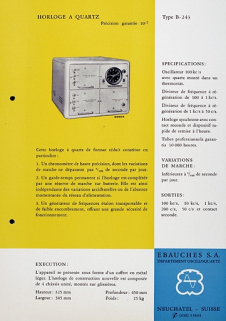 [Exemple d'appareil du département Oscilloquartz :] Horloge à quartz type B-243, vers 1955. © Région Bourgogne-Franche-Comté, Inventaire du patrimoine