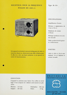 [Exemple d'appareil du département Oscilloquartz :] Récepteur pour la fréquence étalon de 1000 c/s type B-270, vers 1955. © Région Bourgogne-Franche-Comté, Inventaire du patrimoine