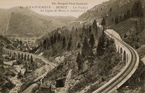 Jura - Touriste - Morez - Les Viaducs des Lignes de Morez à Andelot et à St-Claude, 1ère moitié 20e siècle. © Région Bourgogne-Franche-Comté, Inventaire du patrimoine Jura - Touriste - Morez - Les Viaducs des Lignes de Morez à Andelot et à St-Claude, 1ère moitié 20e siècle. © Région Bourgogne-Franche-Comté, Inventaire du patrimoine