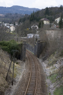 Pont du tacot : vue d'ensemble plongeante, depuis le côté Andelot-en-Montagne (est). © Région Bourgogne-Franche-Comté, Inventaire du patrimoine