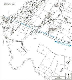 Plan-masse et de situation. Extrait du plan cadastral, 1980, section AP, échelle 1:2000 réduite à 1:3000. © Région Bourgogne-Franche-Comté, Inventaire du patrimoine