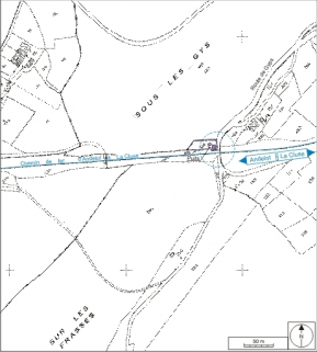 Plan-masse et de situation. Extrait du plan cadastral, 1980, section AP, échelle 1:2000 réduite à 1:3000 © Région Bourgogne-Franche-Comté, Inventaire du patrimoine