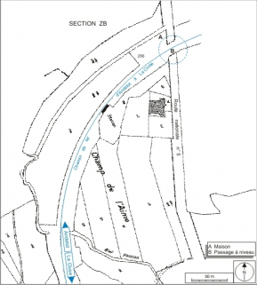 Plan-masse et de situation. Extrait du plan cadastral informatisé, 2006, section B, 4e feuille, échelle 1:1250 réduite à 1:2000. © Région Bourgogne-Franche-Comté, Inventaire du patrimoine