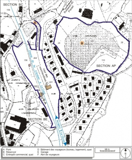 Plan-masse et de situation. Extrait du plan cadastral informatisé, 2006, sections BC et BE, échelle 1:2500. © Région Bourgogne-Franche-Comté, Inventaire du patrimoine