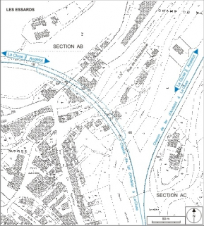 Plan-masse et de situation. Montage d'extraits du plan cadastral, 1980, sections AB et AC, échelle 1:1000 réduite à 1:2000. © Région Bourgogne-Franche-Comté, Inventaire du patrimoine Plan-masse et de situation. Montage d'extraits du plan cadastral, 1980, sections AB et AC, échelle 1:1000 réduite à 1:2000. © Région Bourgogne-Franche-Comté, Inventaire du patrimoine