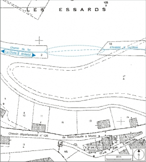 Plan-masse et de situation. Extrait du plan cadastral, 1980, section AB, échelle 1:1000. © Région Bourgogne-Franche-Comté, Inventaire du patrimoine Plan-masse et de situation. Extrait du plan cadastral, 1980, section AB, échelle 1:1000. © Région Bourgogne-Franche-Comté, Inventaire du patrimoine