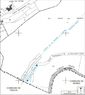 Plan-masse et de situation. Extrait du plan cadastral informatisé, 2006, section BK, échelle 1:2000. © Région Bourgogne-Franche-Comté, Inventaire du patrimoine