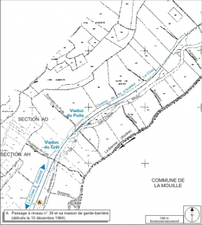 Plan-masse et de situation. Extrait du plan cadastral informatisé, 2006, sections AD et AH, échelle 1:4000. © Région Bourgogne-Franche-Comté, Inventaire du patrimoine Plan-masse et de situation. Extrait du plan cadastral informatisé, 2006, sections AD et AH, échelle 1:4000. © Région Bourgogne-Franche-Comté, Inventaire du patrimoine