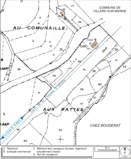 Plan-masse et de situation. Extrait du plan cadastral informatisé, 2006, section ZE, 1ère feuille, échelle 1:2000. © Région Bourgogne-Franche-Comté, Inventaire du patrimoine