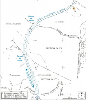 Plan-masse et de situation. Extrait du plan cadastral informatisé, 2006, sections 541 ZB et ZC, échelle 1:3500. © Région Bourgogne-Franche-Comté, Inventaire du patrimoine