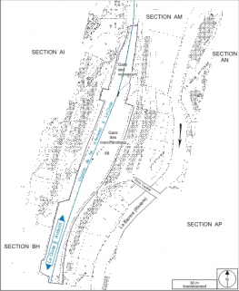 Plan de situation. Extrait du plan cadastral, 1980, section AH, échelle 1:1000 réduite à 1:3000. © Région Bourgogne-Franche-Comté, Inventaire du patrimoine