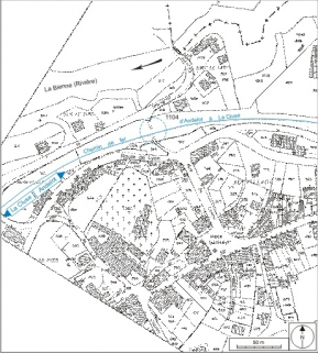 Plan-masse et de situation. Extrait du plan cadastral informatisé, 2006, section A, 2e feuille, échelle 1:1250 réduite à 1:2000. © Région Bourgogne-Franche-Comté, Inventaire du patrimoine