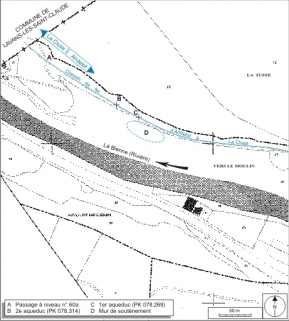 Plan-masse et de situation. Extrait du plan cadastral informatisé, 2007, section BD, échelle 1:2000 réduite à 1:2500. © Région Bourgogne-Franche-Comté, Inventaire du patrimoine