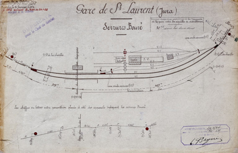 Gare de St Laurent (Jura). Serrures Bouré [plan], 1938. © Région Bourgogne-Franche-Comté, Inventaire du patrimoine