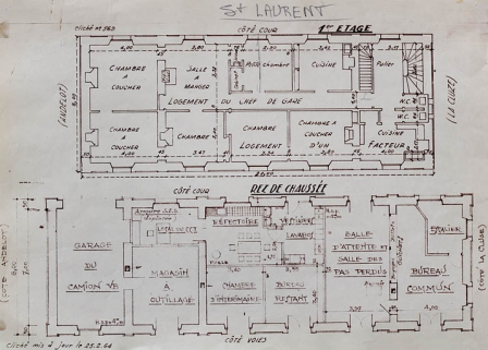 [Plan de distribution du bâtiment des voyageurs], 1964. © Région Bourgogne-Franche-Comté, Inventaire du patrimoine
