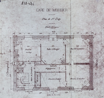 Gare de Morbier. Plan du 1er étage, 1971 ? © Région Bourgogne-Franche-Comté, Inventaire du patrimoine